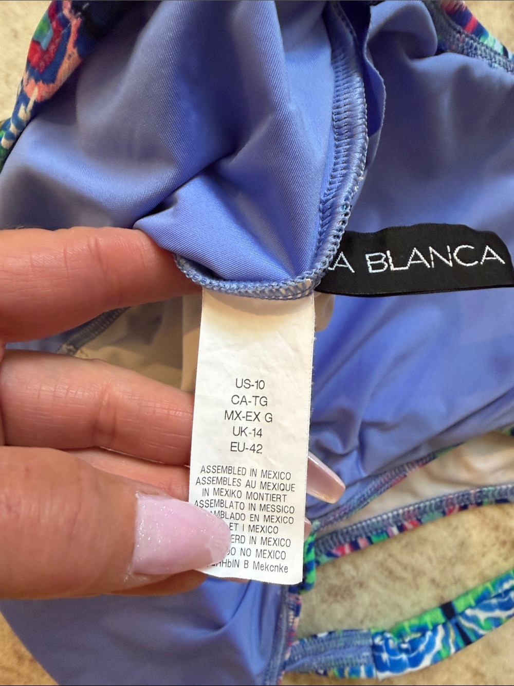 La Blanca one piece halter neck swimsuit pretty abstract print size 10 - Picture 8 of 8
